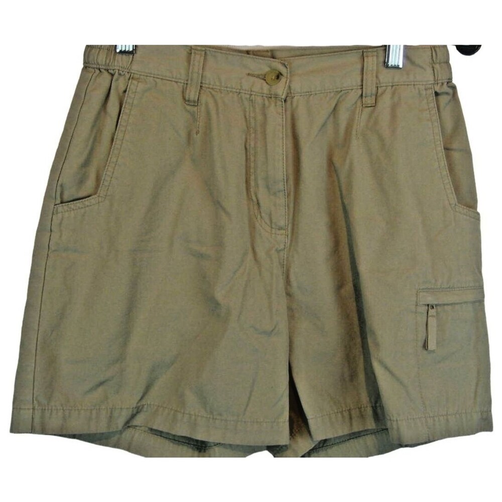 Womens Woolrich Khaki Cotton Canvas Pleated Front Golf Shorts sz 6P x 5"